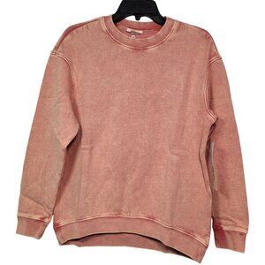 Goodthreads Women's Heritage Fleece Beefy Crewneck Sweatshirt Pink Acid Wash L